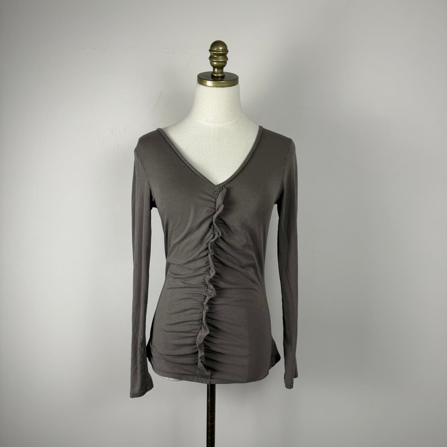 Vintage Taupe Fitted Ruched Top