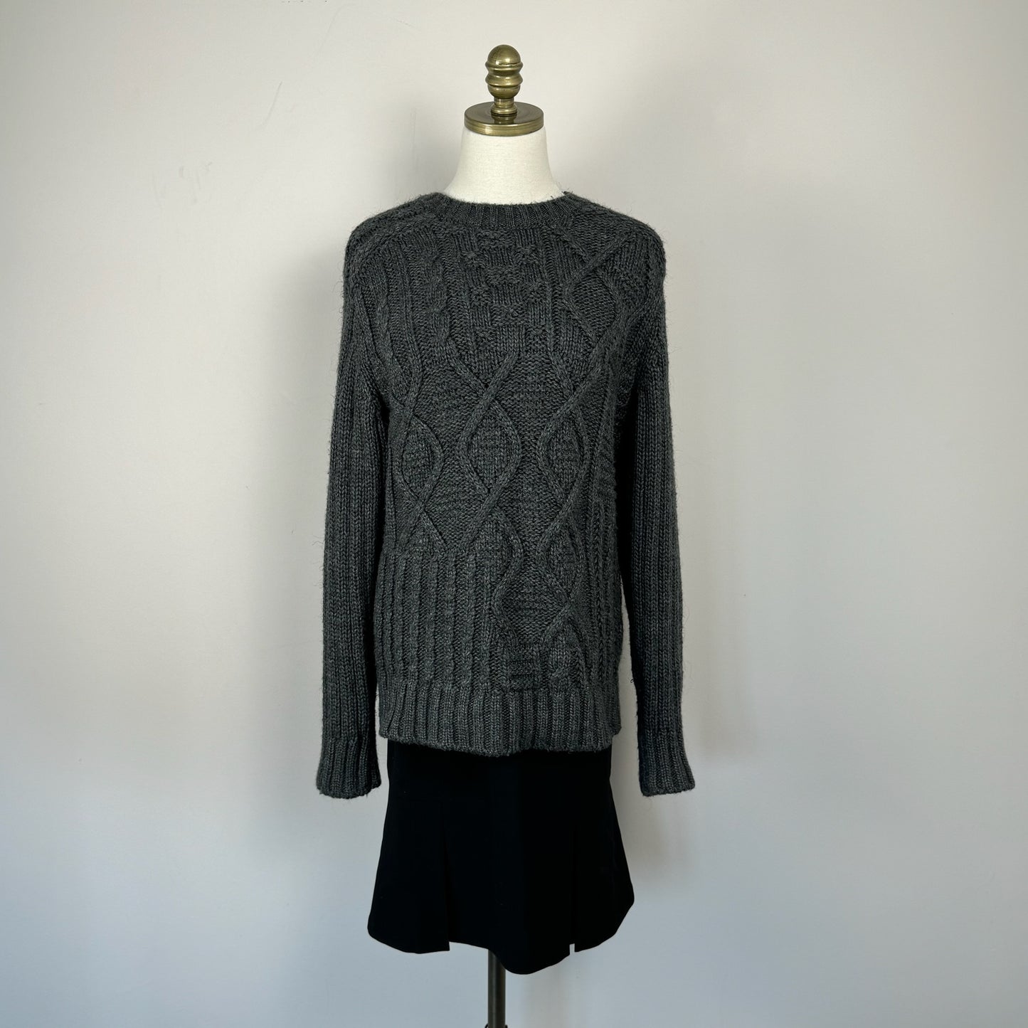 Dark Grey Chunky Cable Knit Sweater