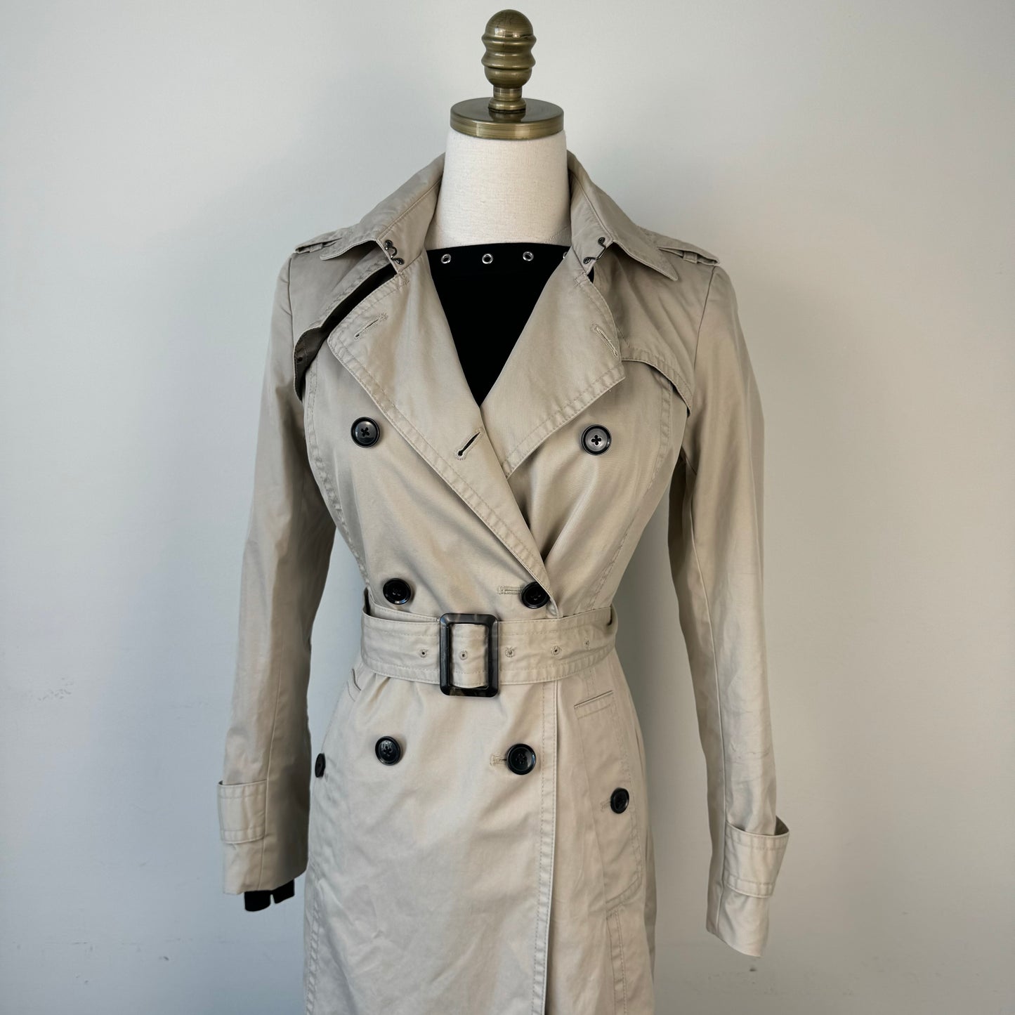 Beige Button Up Trench Coat