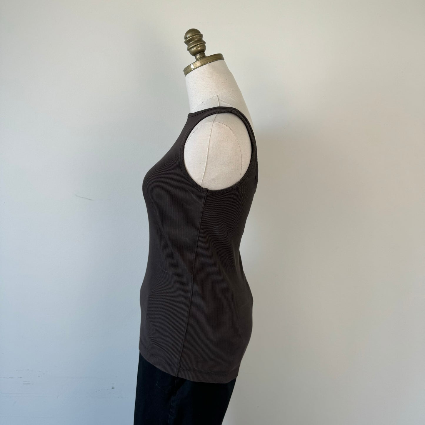 Brown Ribbed Tank Top