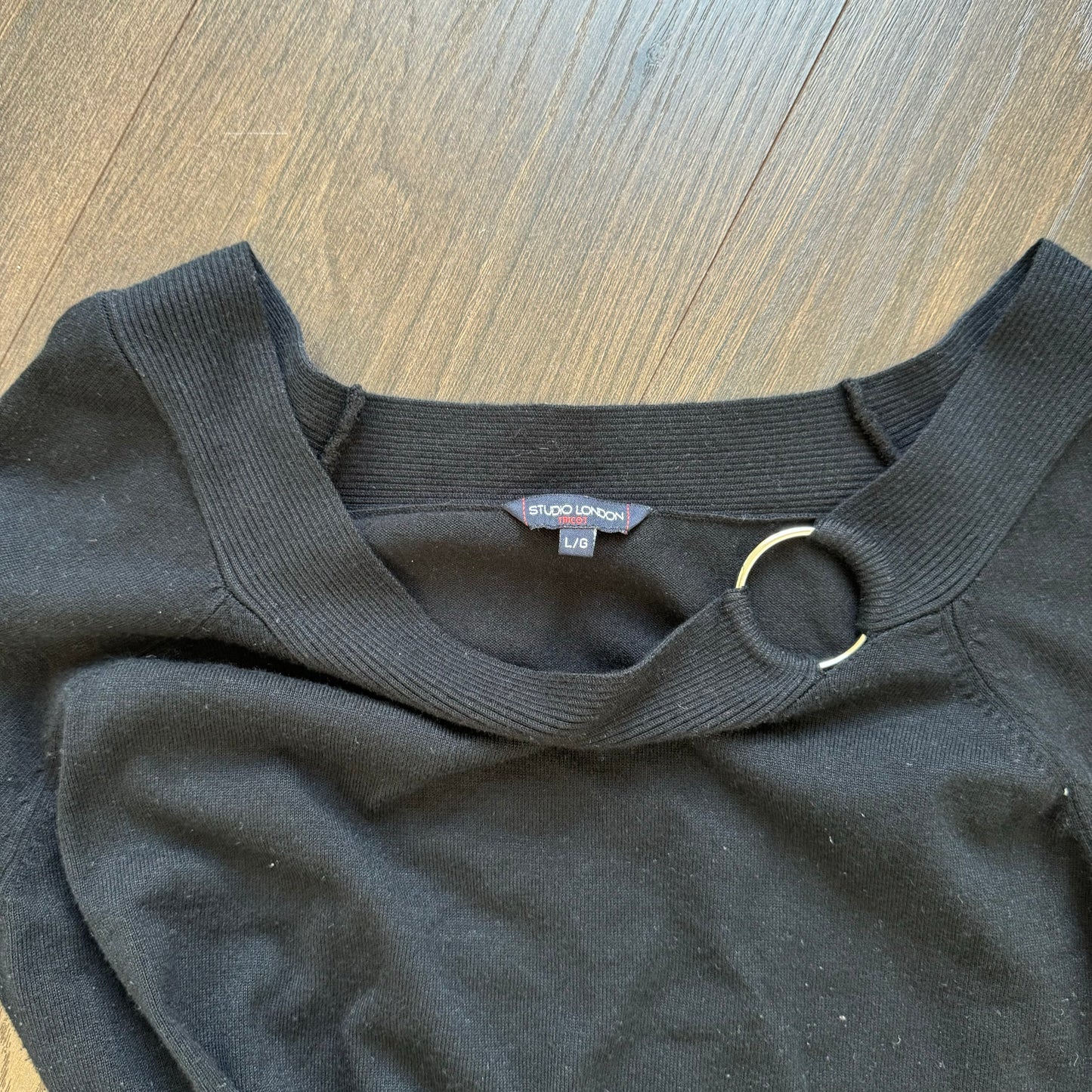 Vintage Buckled Off Shoulder Sweater