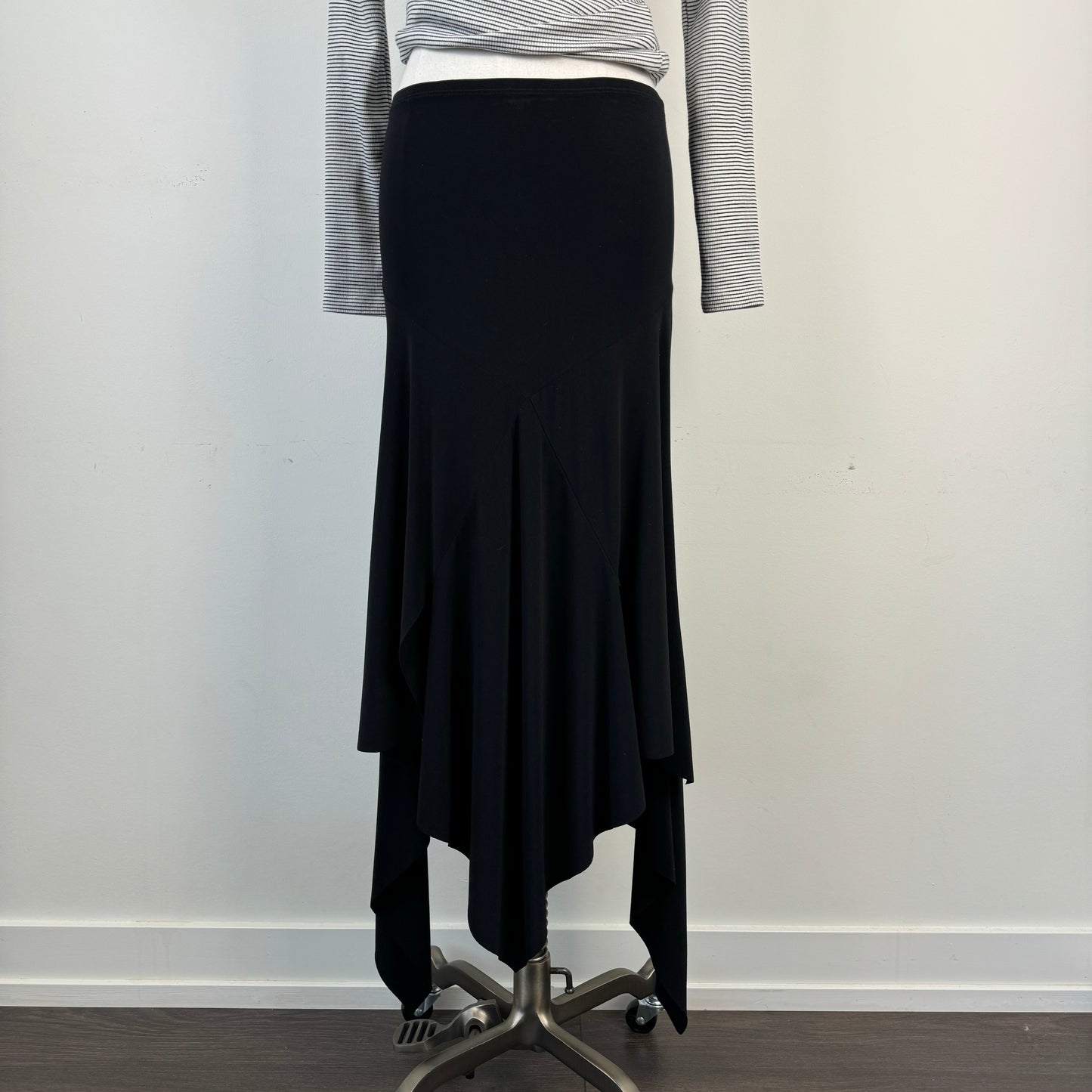 Vintage Black Asymmetric Midi Skirt