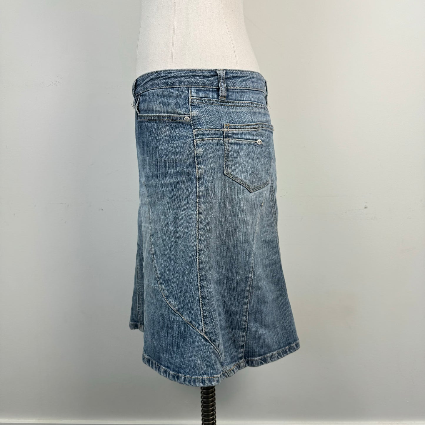 Vintage Light Wash Denim Midi Skirt