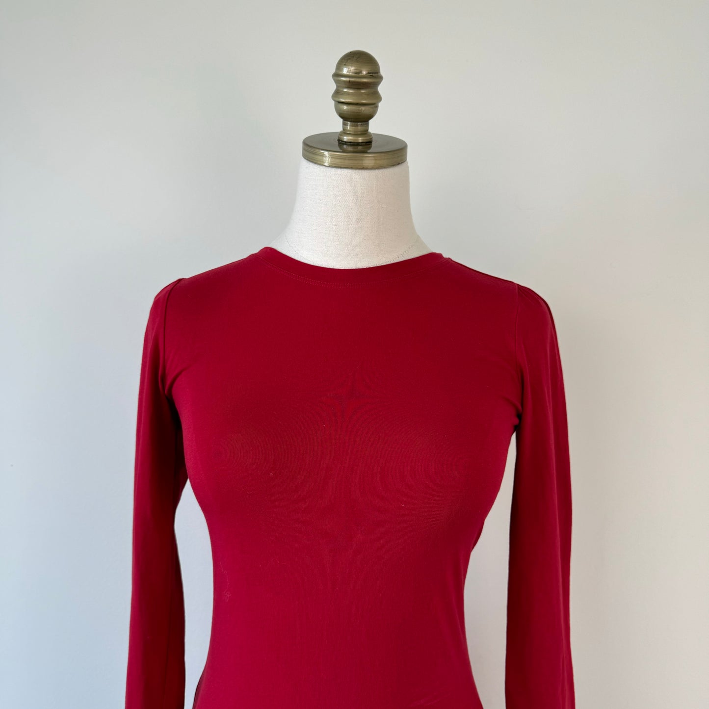 Fitted Red Long Sleeve Top