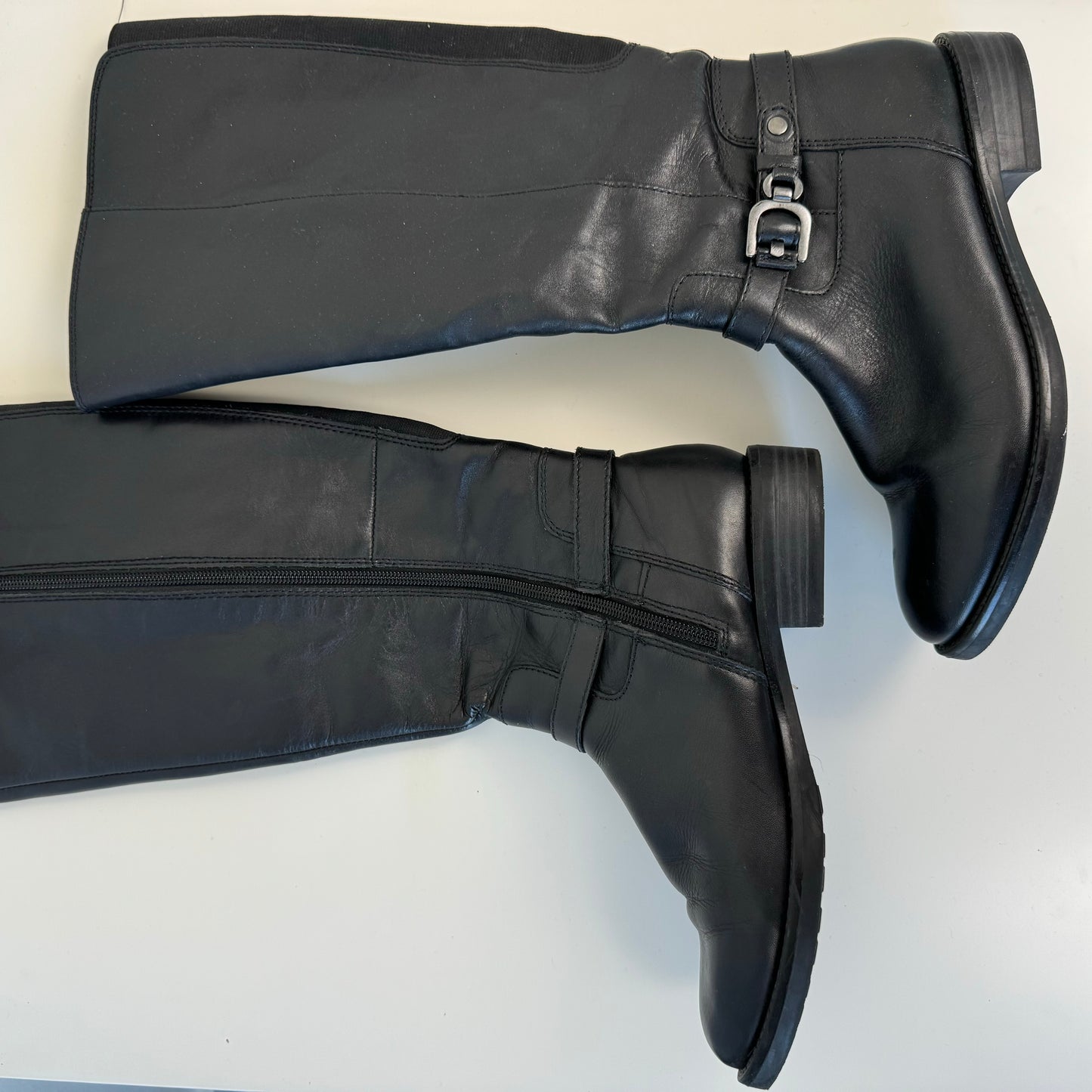 Vintage Buckled Leather High Boots