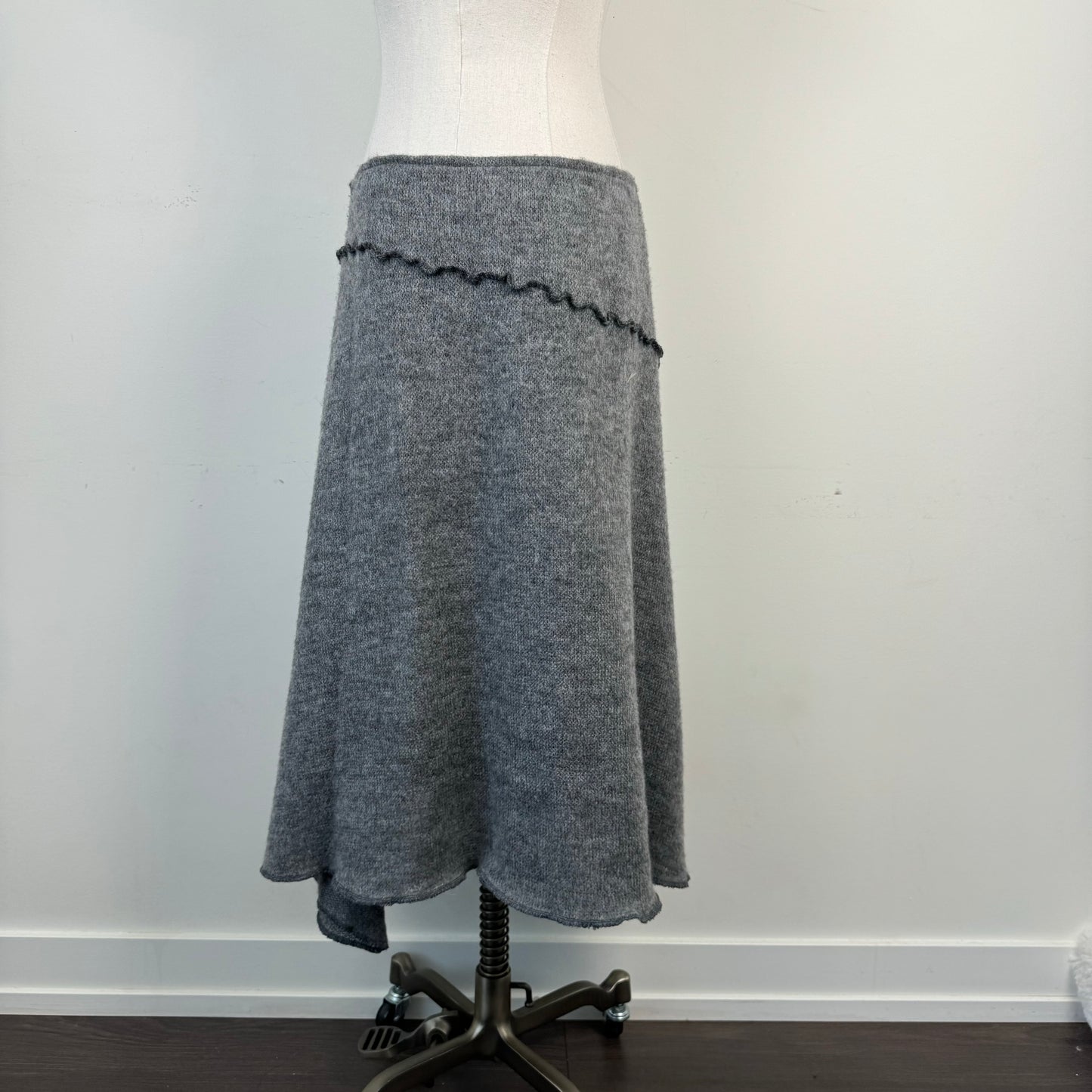Vintage Asymmetric Knit Midi Skirt