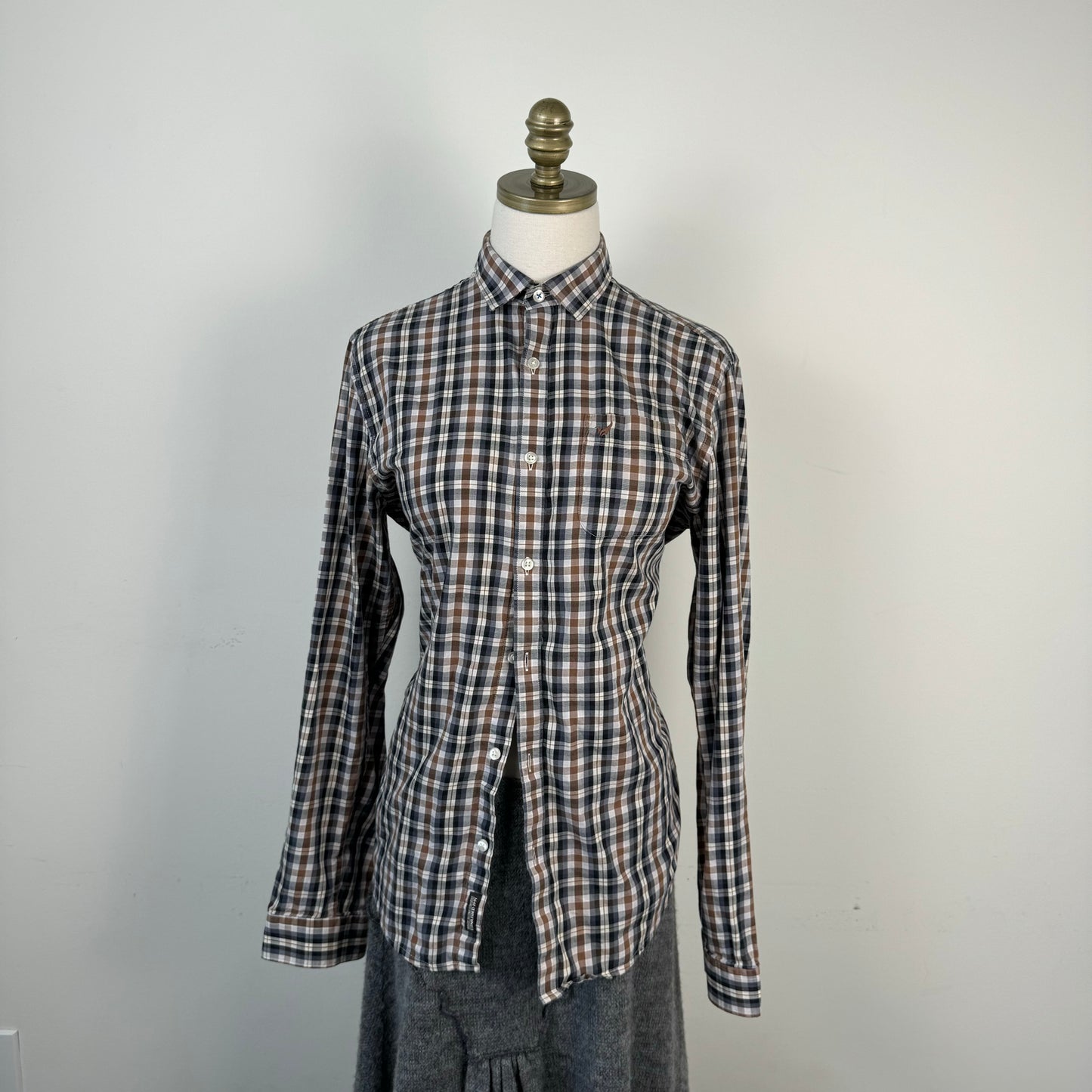 Brown Plaid Button Up Shirt