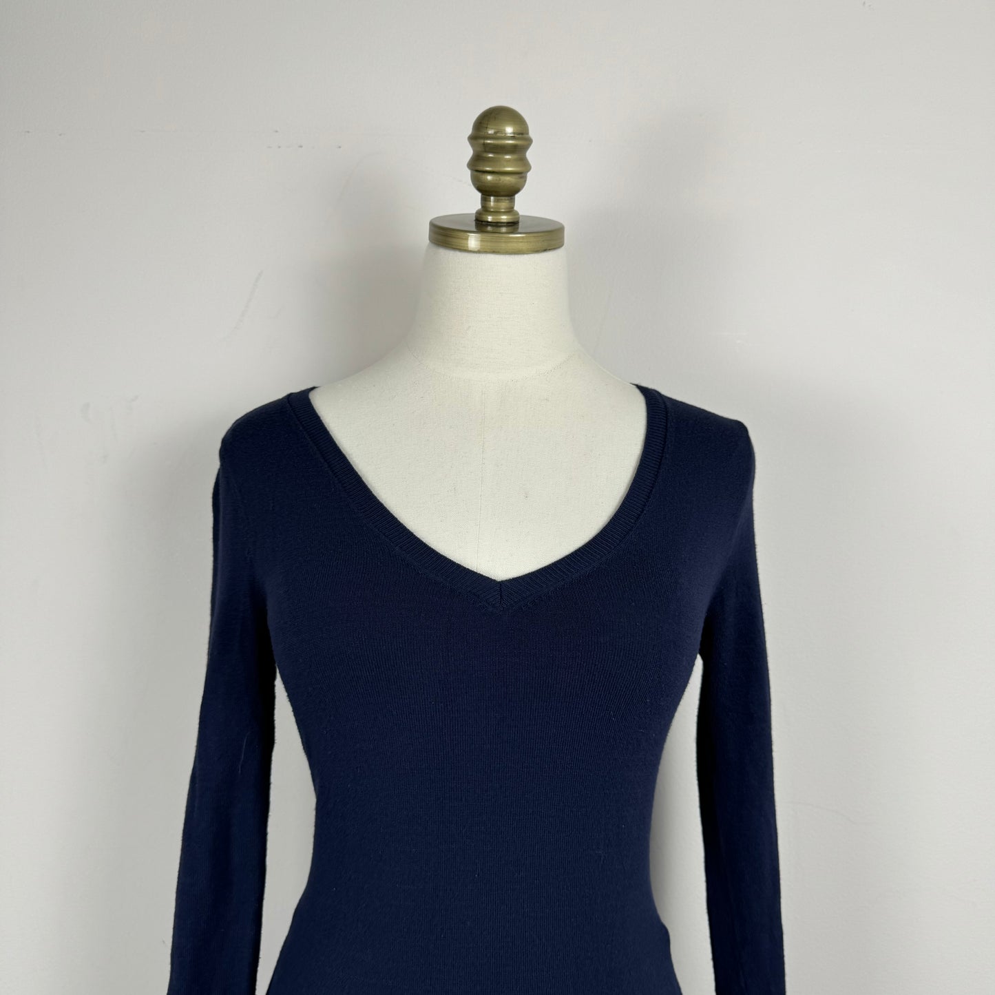 Navy Thin Knit Fitted Sweater