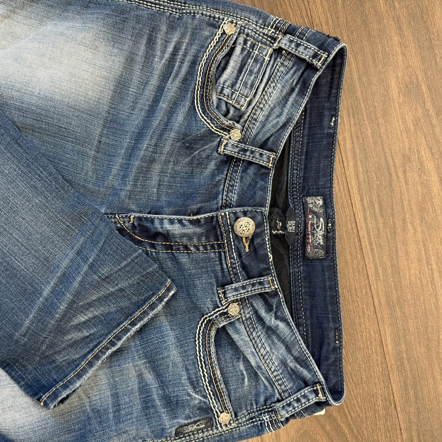 Silver Y2K Low Rise Slim Cut Jeans