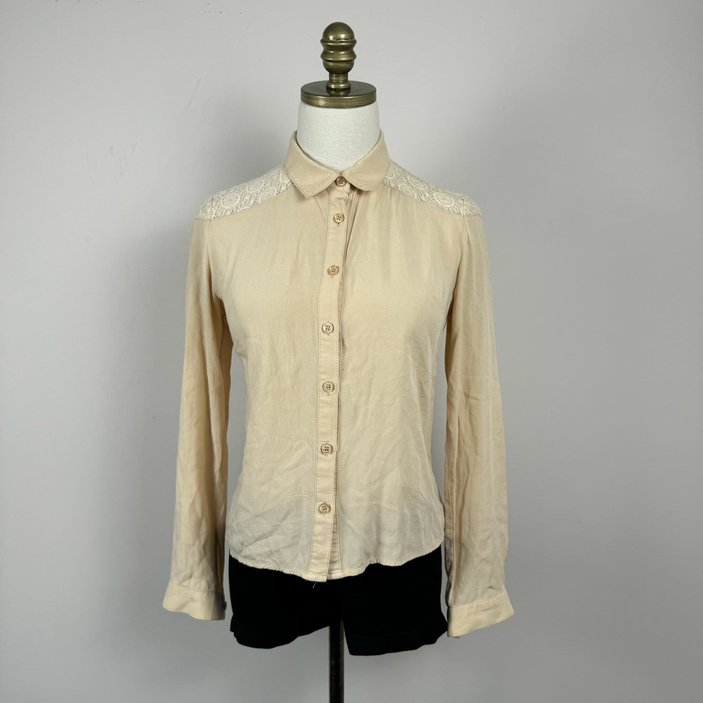 Charlotte Russe Lace Detail Button Up Shirt