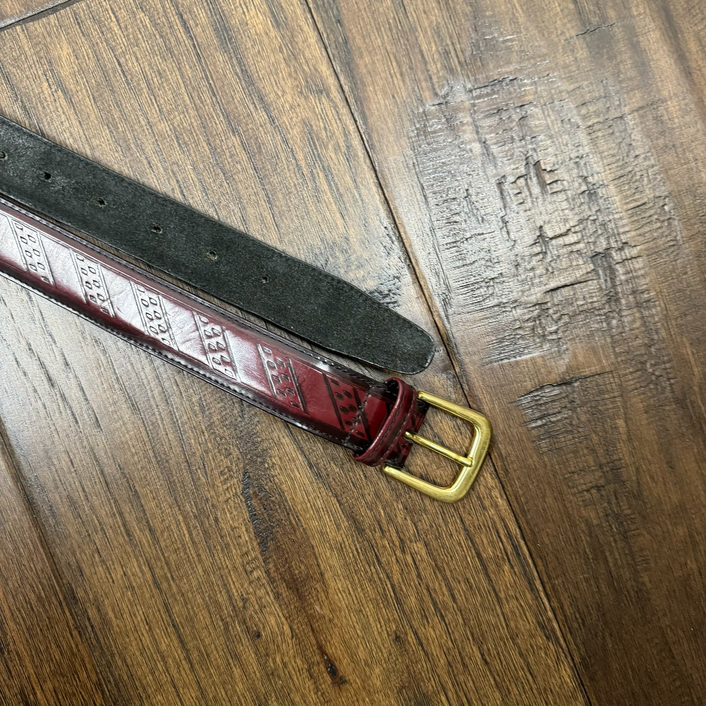 Western Dark Red/Brown Leather Belt