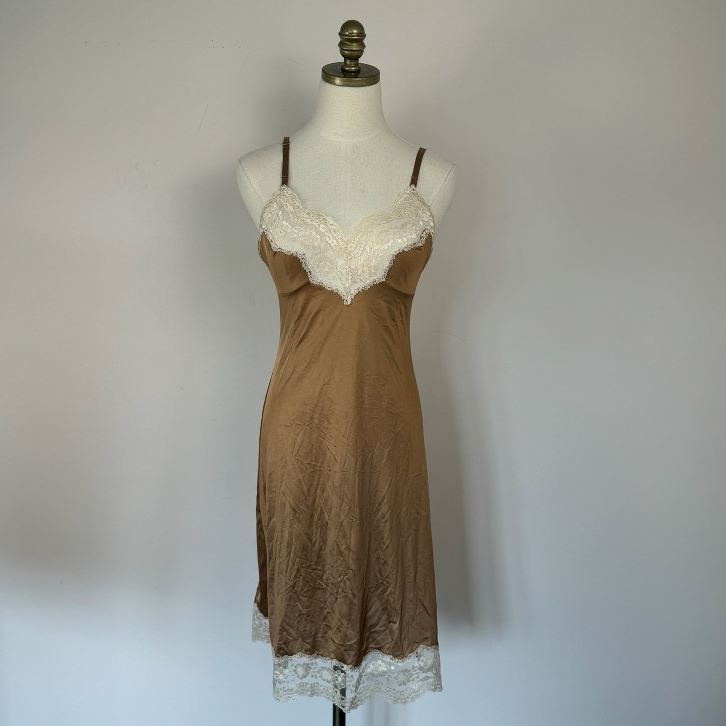 Vintage Lace Trim Rose Slip Dress
