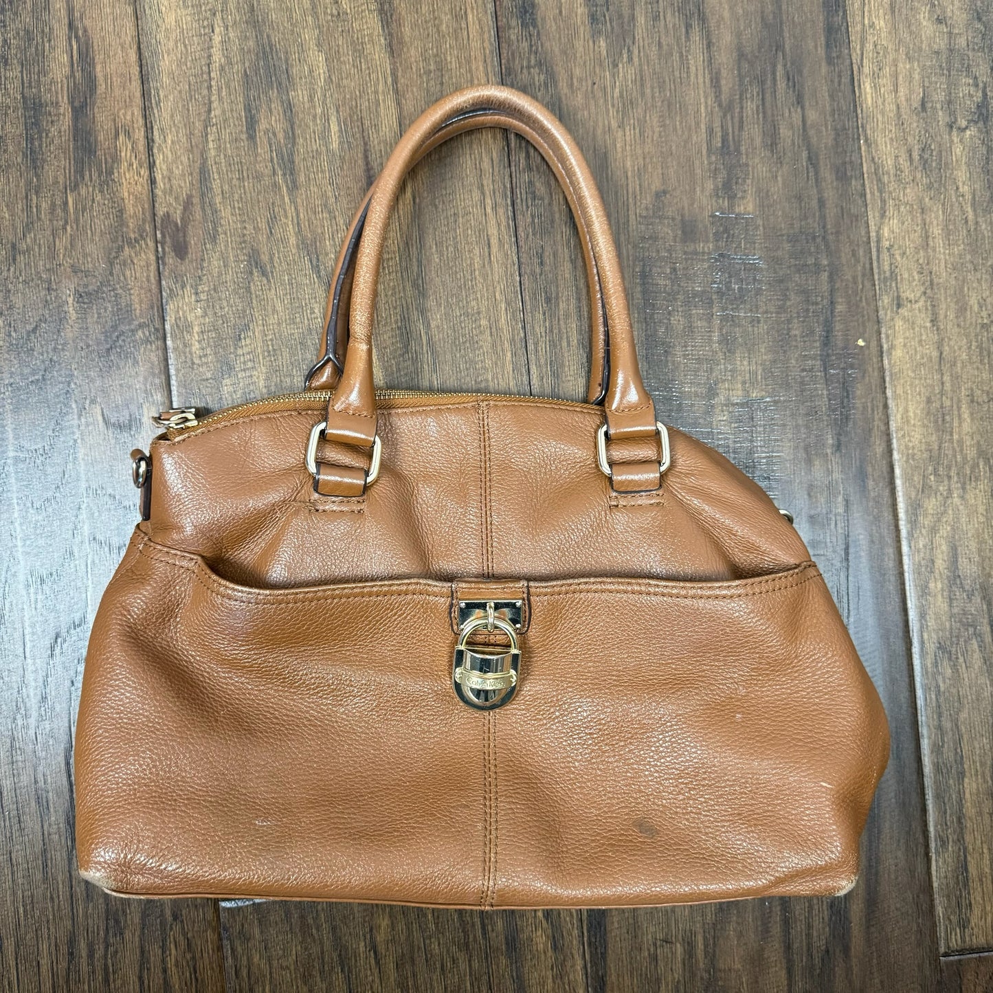 Tan Genuine Leather Locket Shoulder Bag