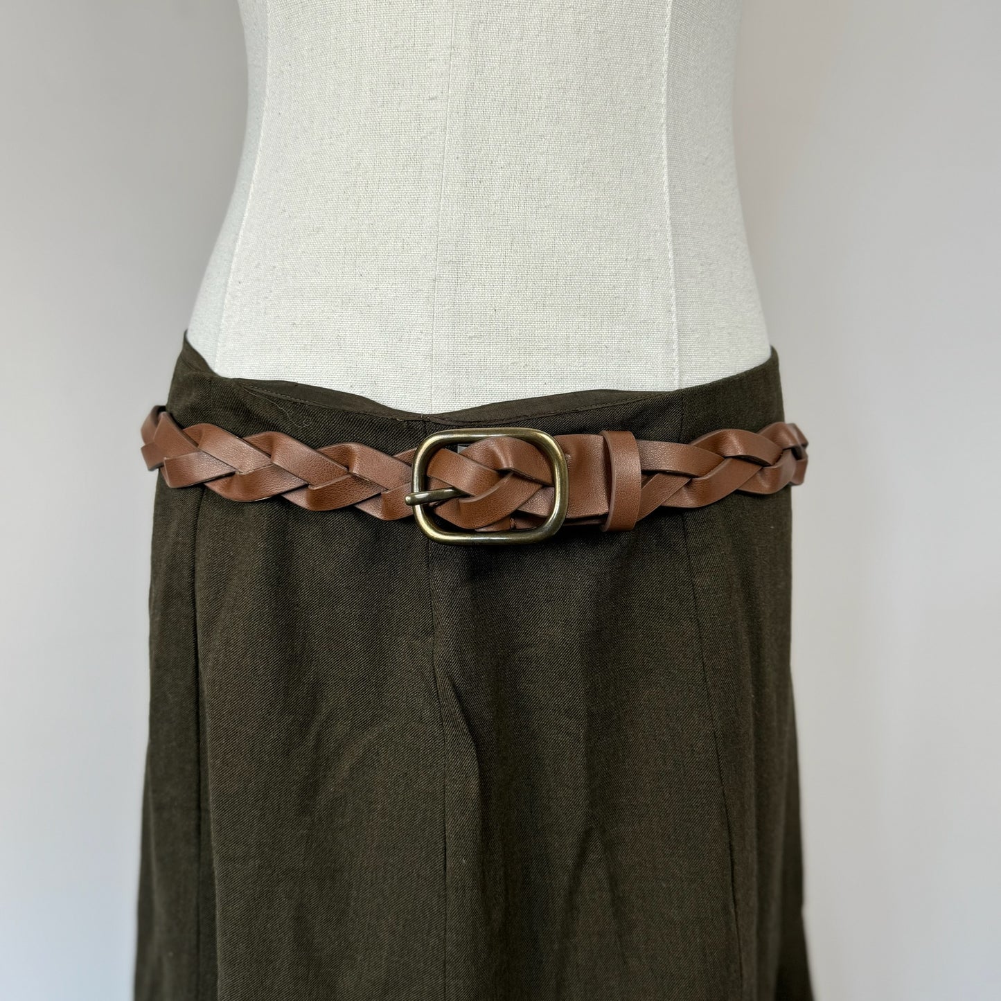 Brown Braided Leather Belt