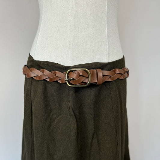 Brown Braided Leather Belt
