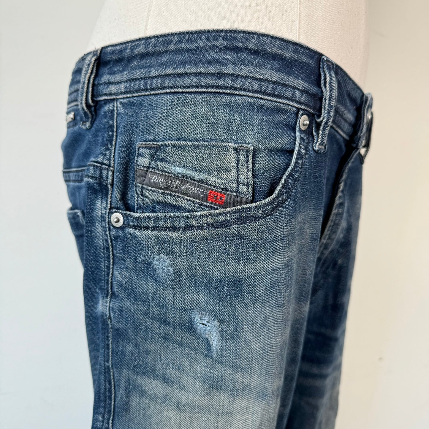Diesel Faded Dark Wash Low Rise Jeans