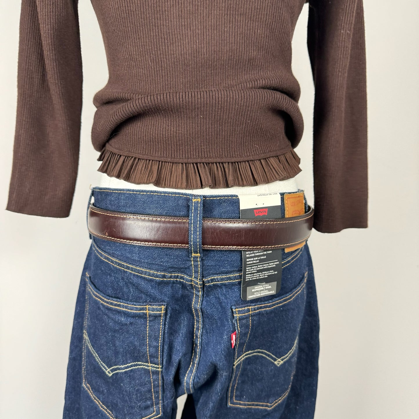 Vintage Brown Silver Buckle Leather Belt