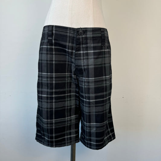 Black Plaid Bermuda Shorts