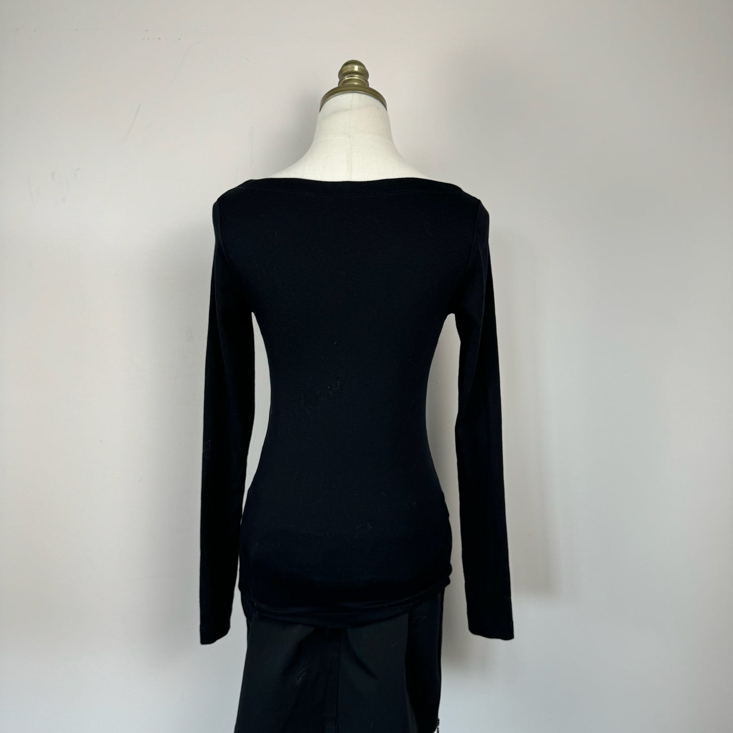 Black Fitted Boat Neck Top