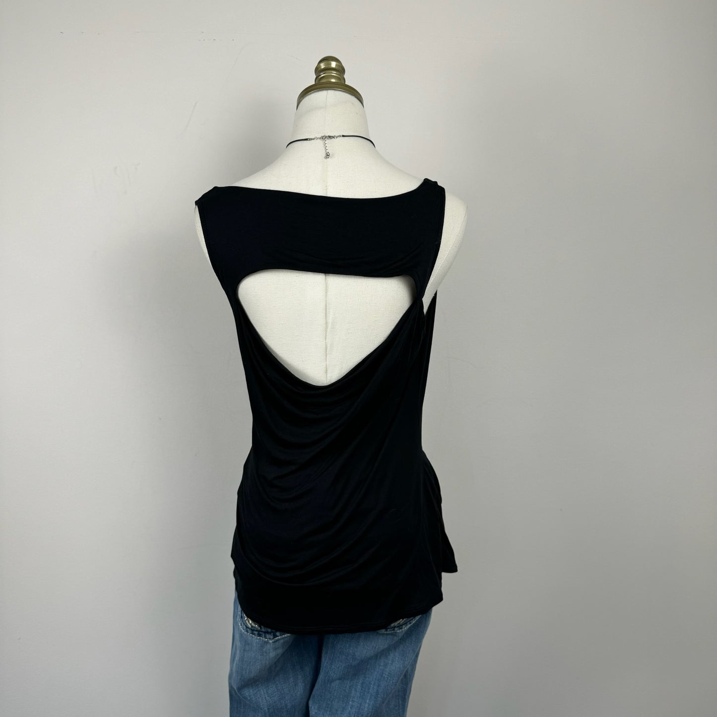 BCBG Black Off Shoulder Asymmetric Cowl Neck Top