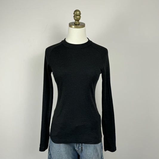 Black Fitted Long Sleeve Knit Top