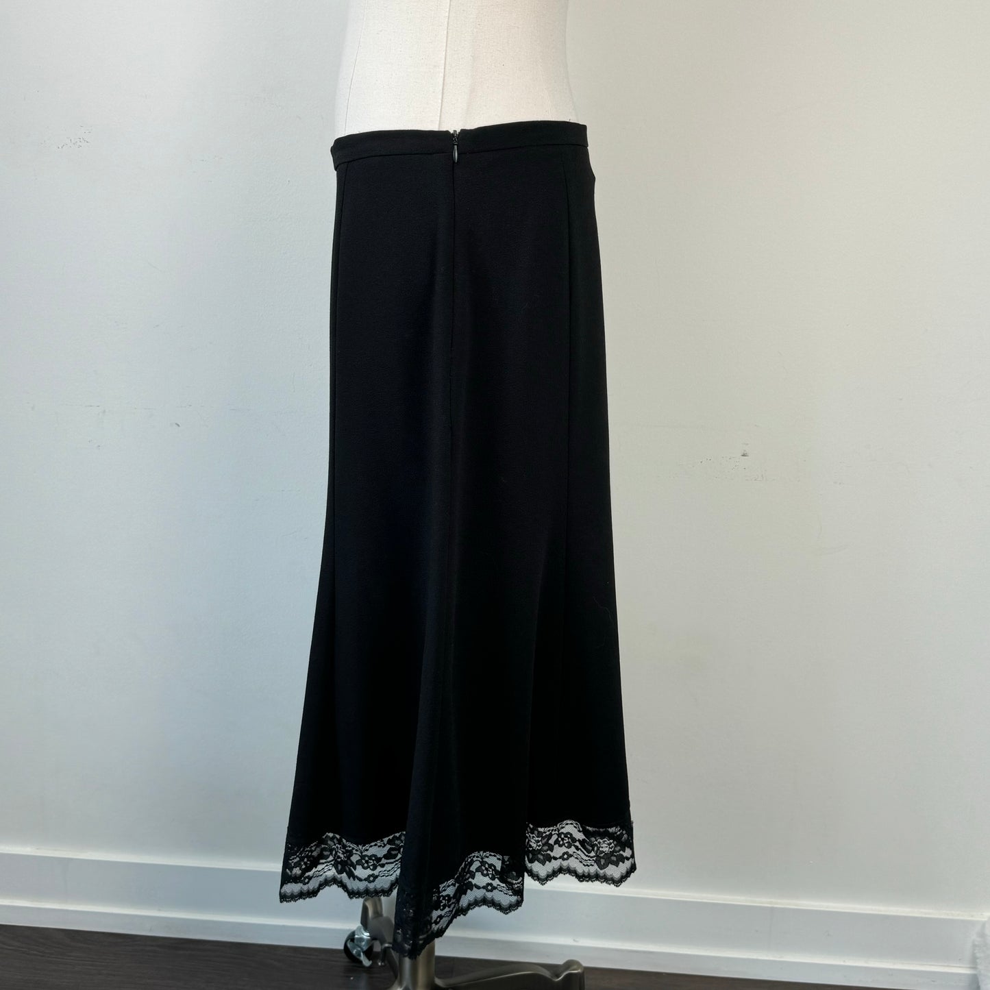 Vintage Black Lace Trim Maxi Skirt