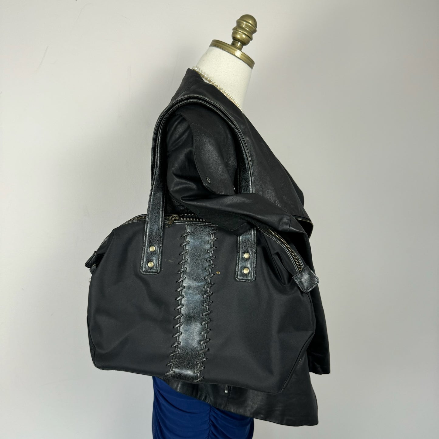 Western Gold Studded Black Shoulder Bag