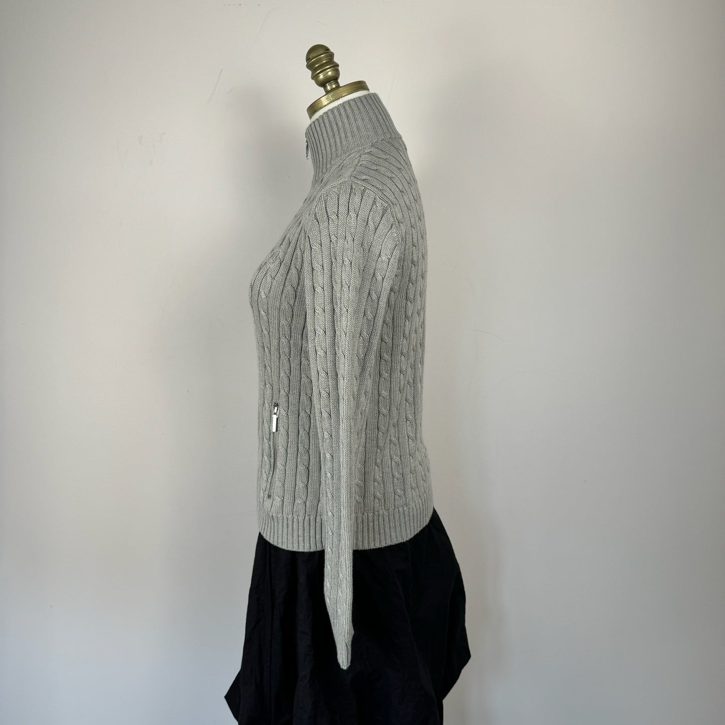 Polo Cable Knit Zip Up Sweater