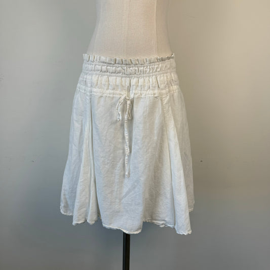 Cream Ruffled Midi Skirt