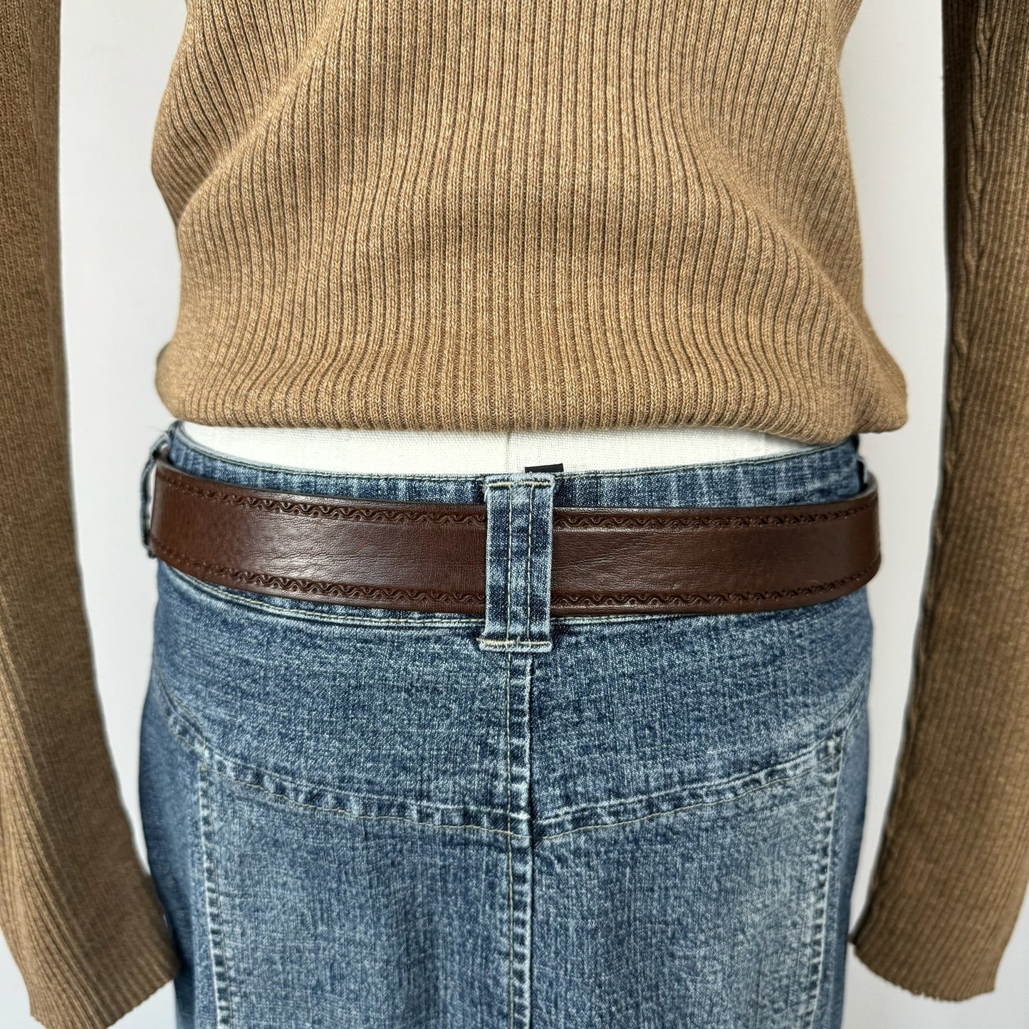 Western Gold Buckle Genuine Leather Belt