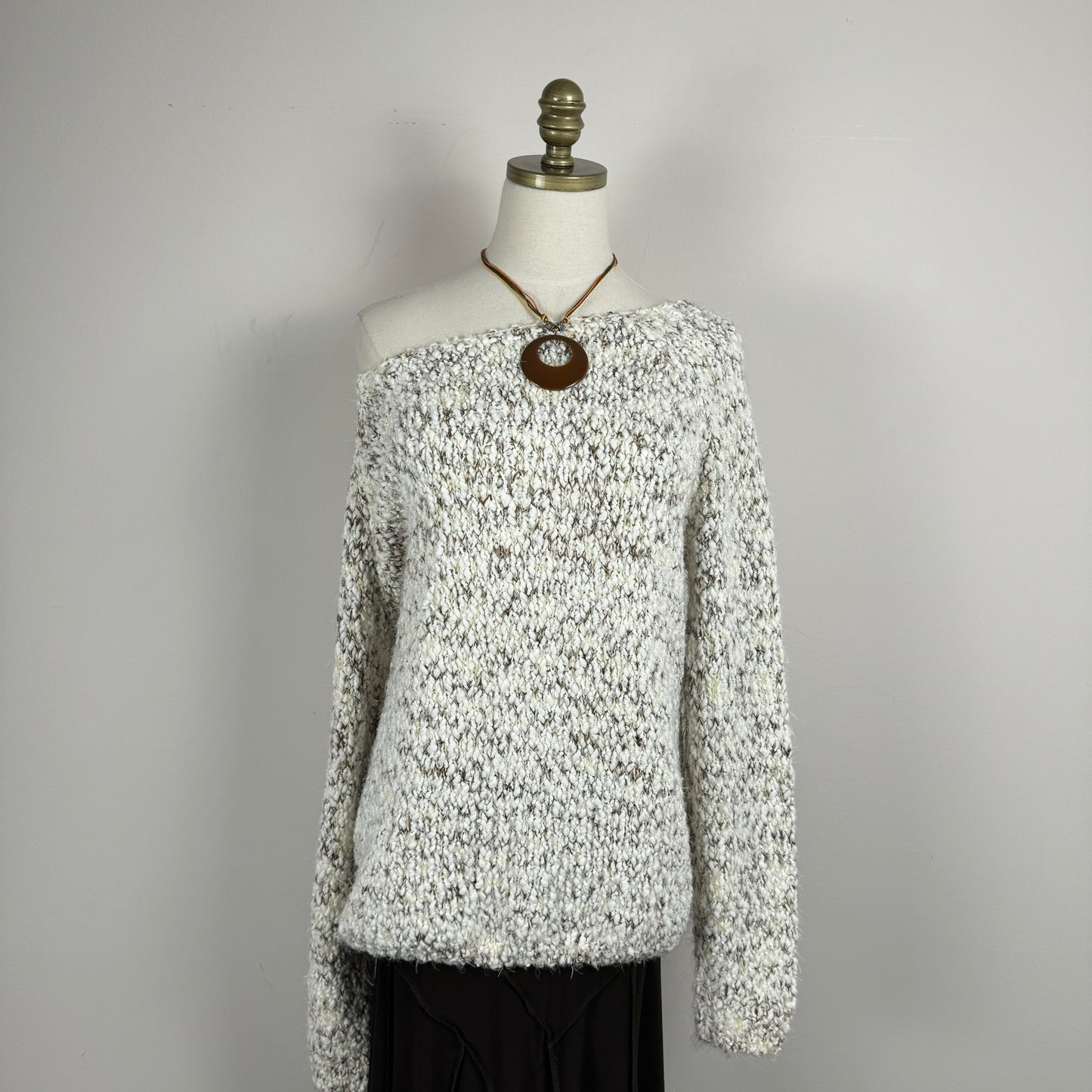 Off The Shoulder Oatmeal Sweater