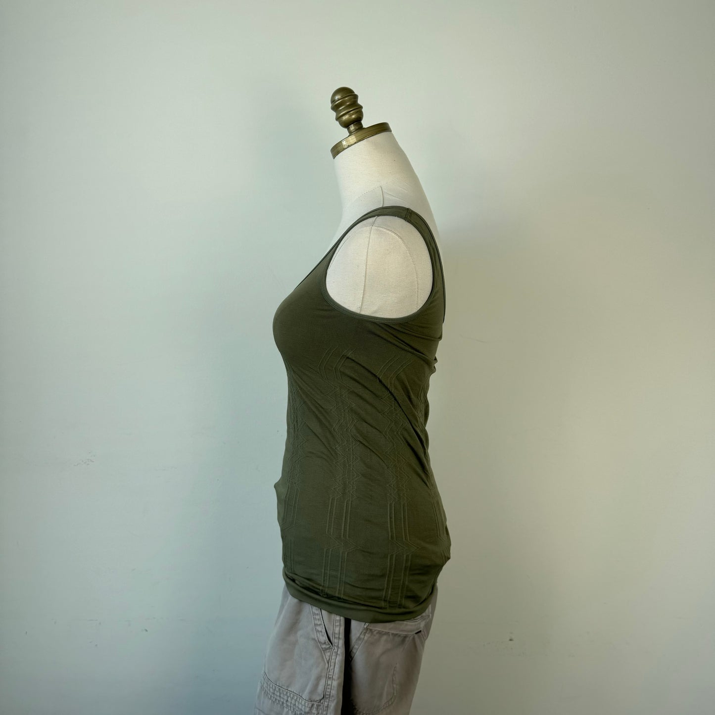 Olive Green Fitted Ruched Tank