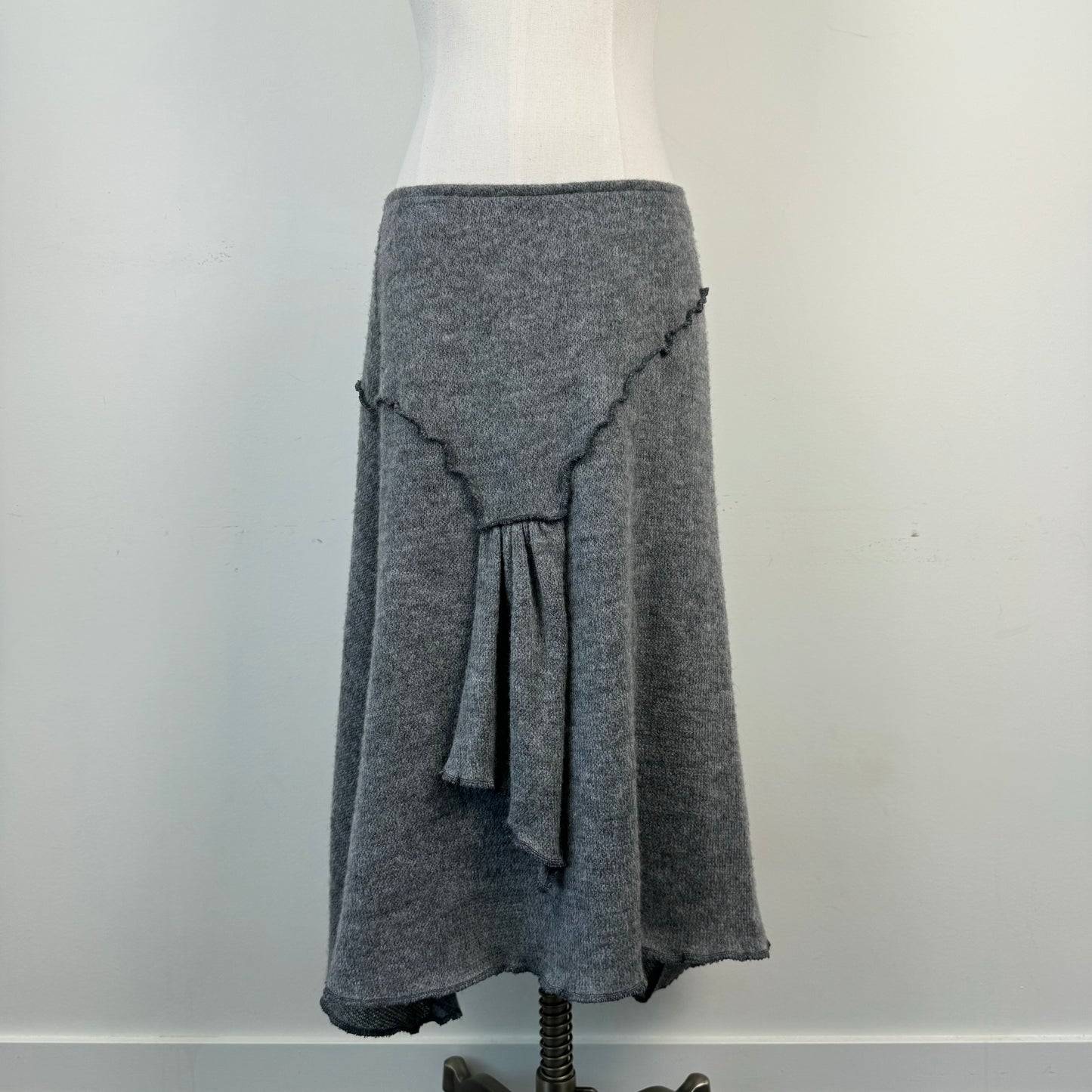 Vintage Asymmetric Knit Midi Skirt