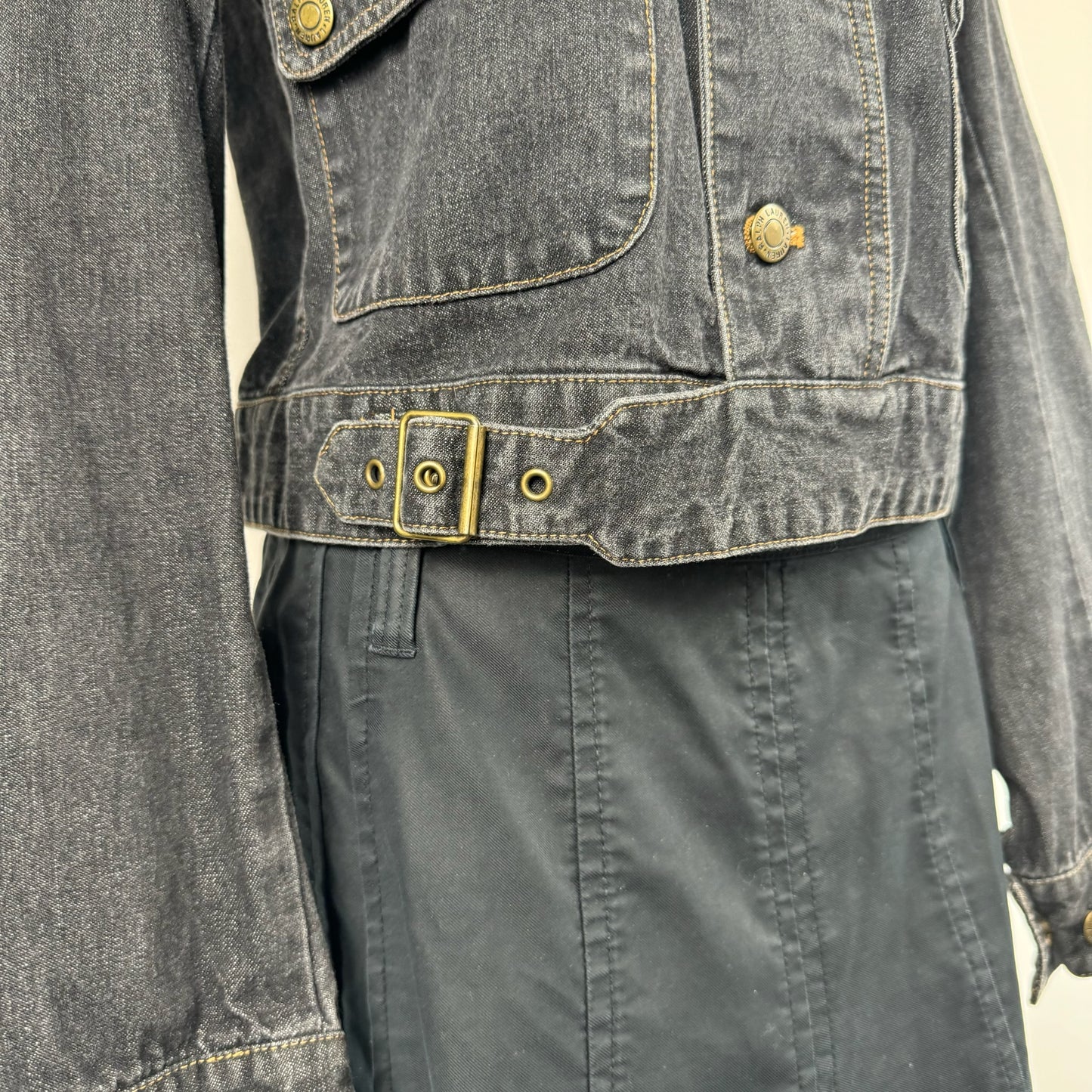 Vintage Dark Wash Denim Moto Jacket