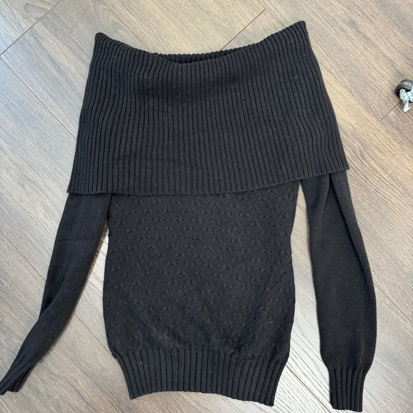 Guess Black Knit Off Shoulder Sweater