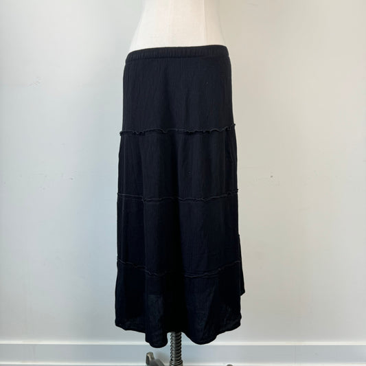 Black Tiered Midi Skirt