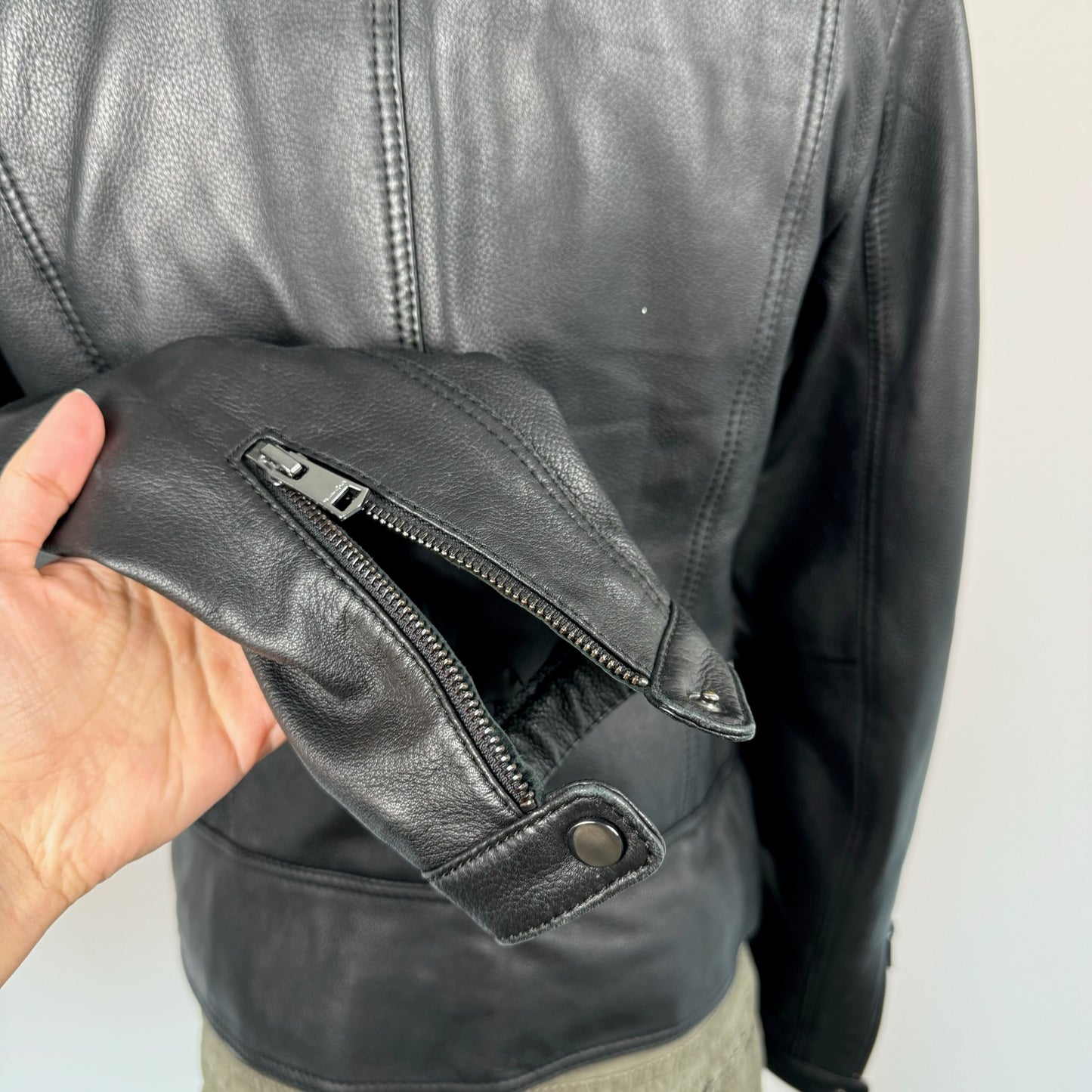 Black Faux Leather Fitted Moto Jacket