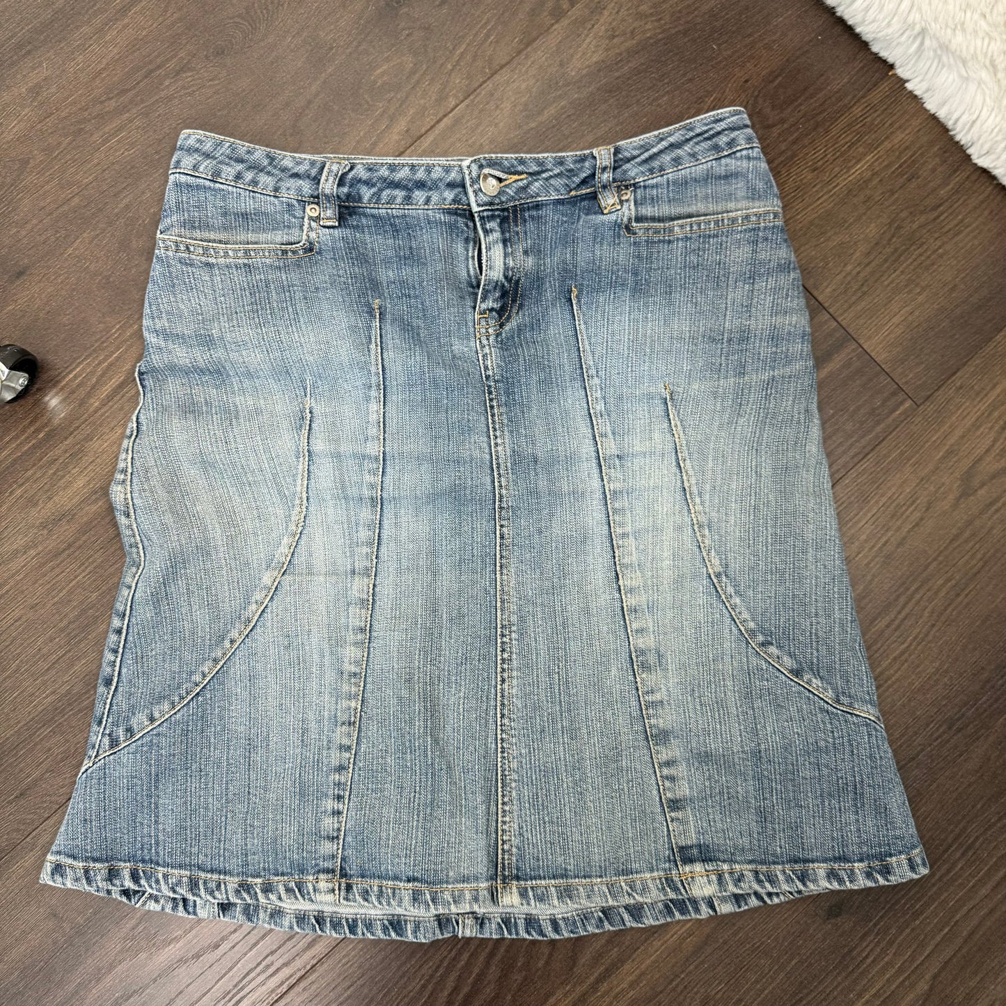 Vintage Light Wash Denim Midi Skirt