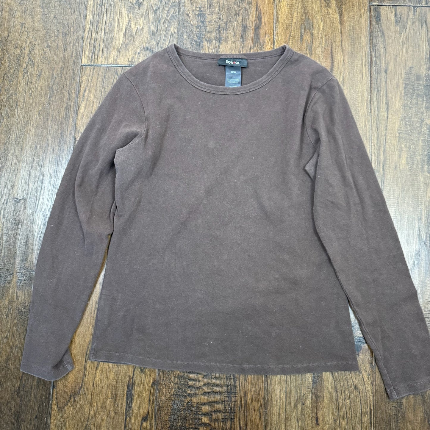 Brown Fitted Knit Long Sleeve Top