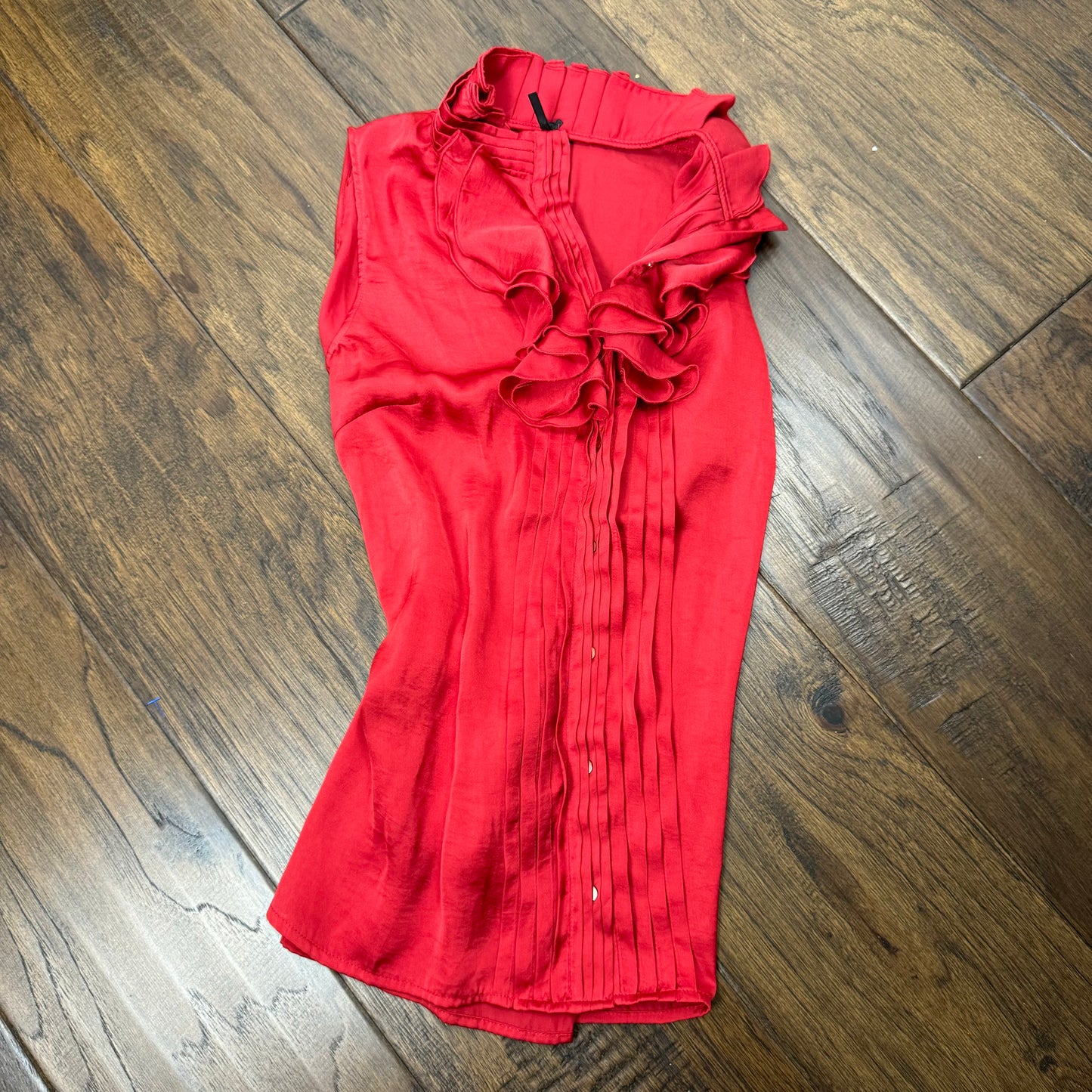 Vintage Ruffled Red Satin Top