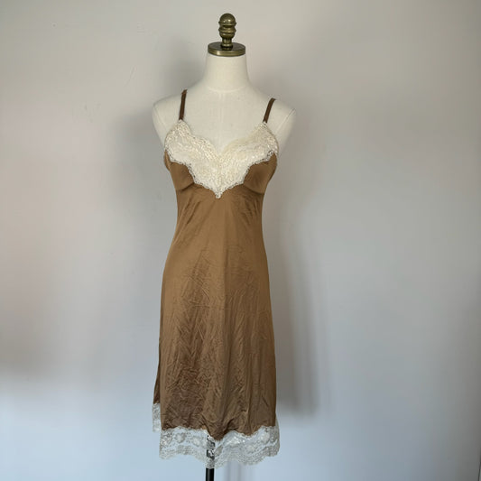 Vintage Lace Trim Rose Slip Dress