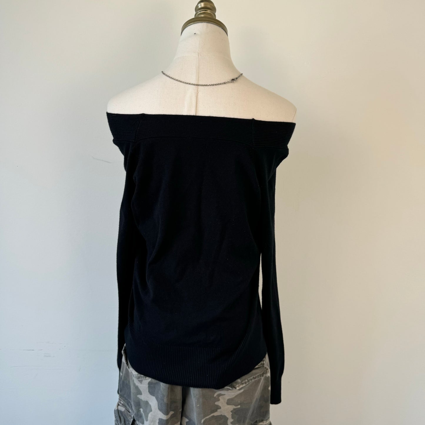 Vintage Buckled Off Shoulder Sweater