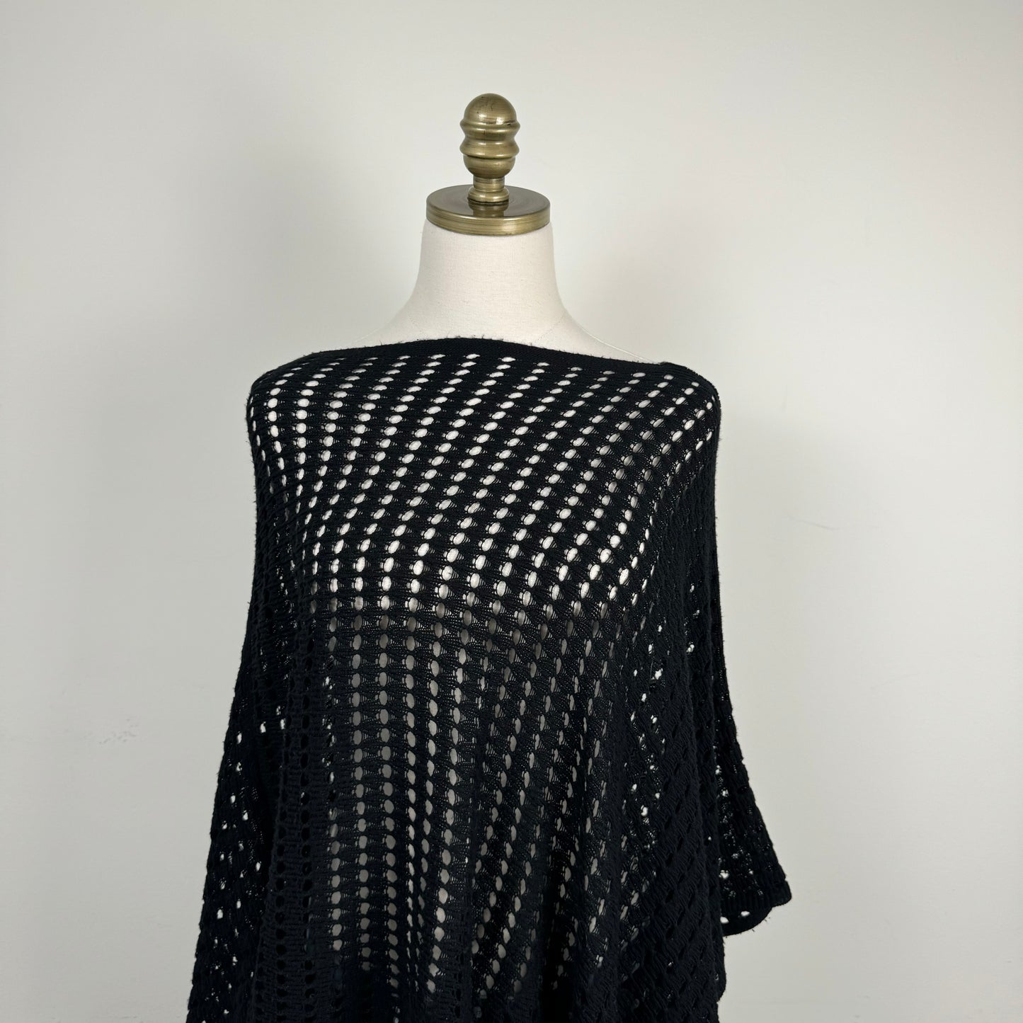 Black Mesh Knit Poncho