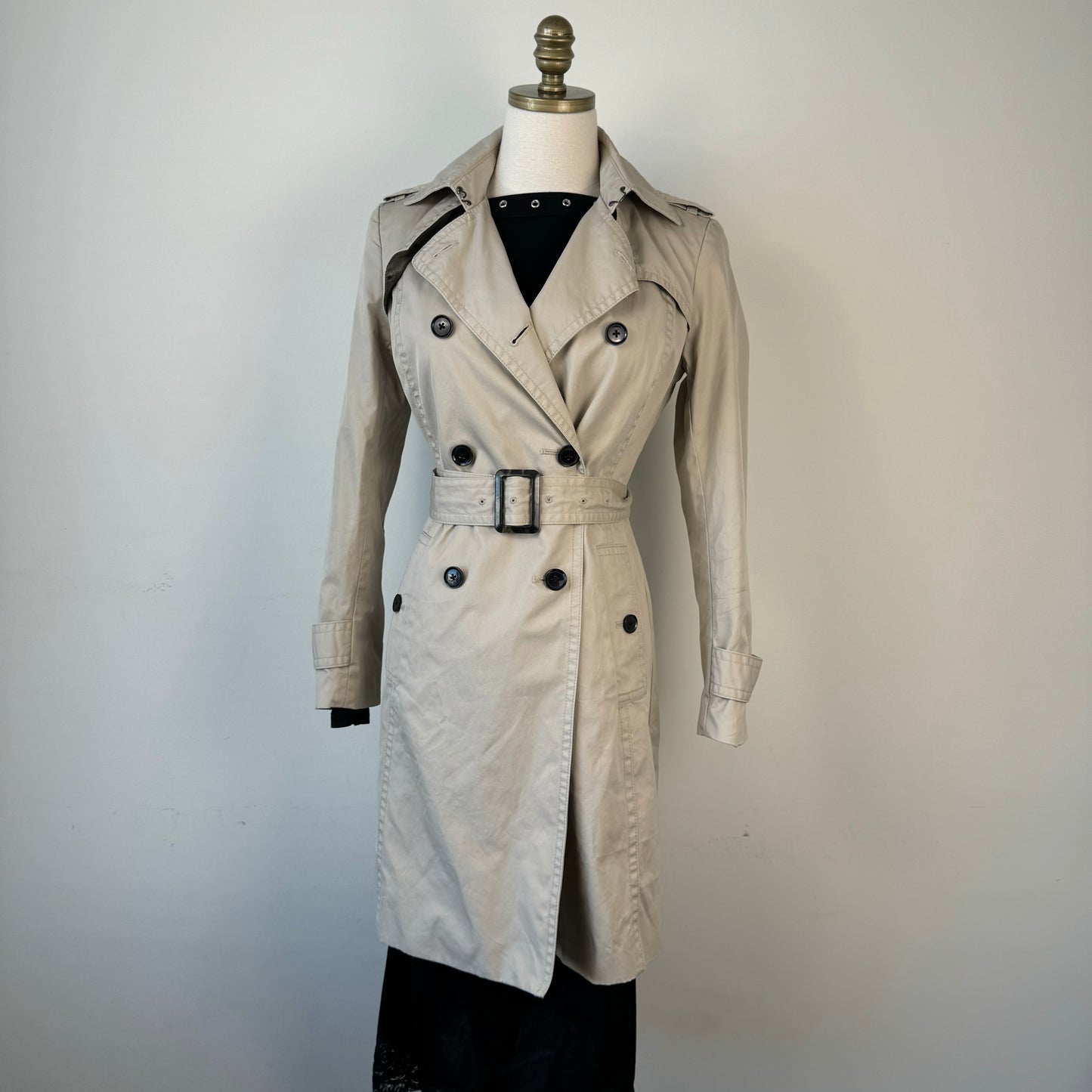 Beige Button Up Trench Coat