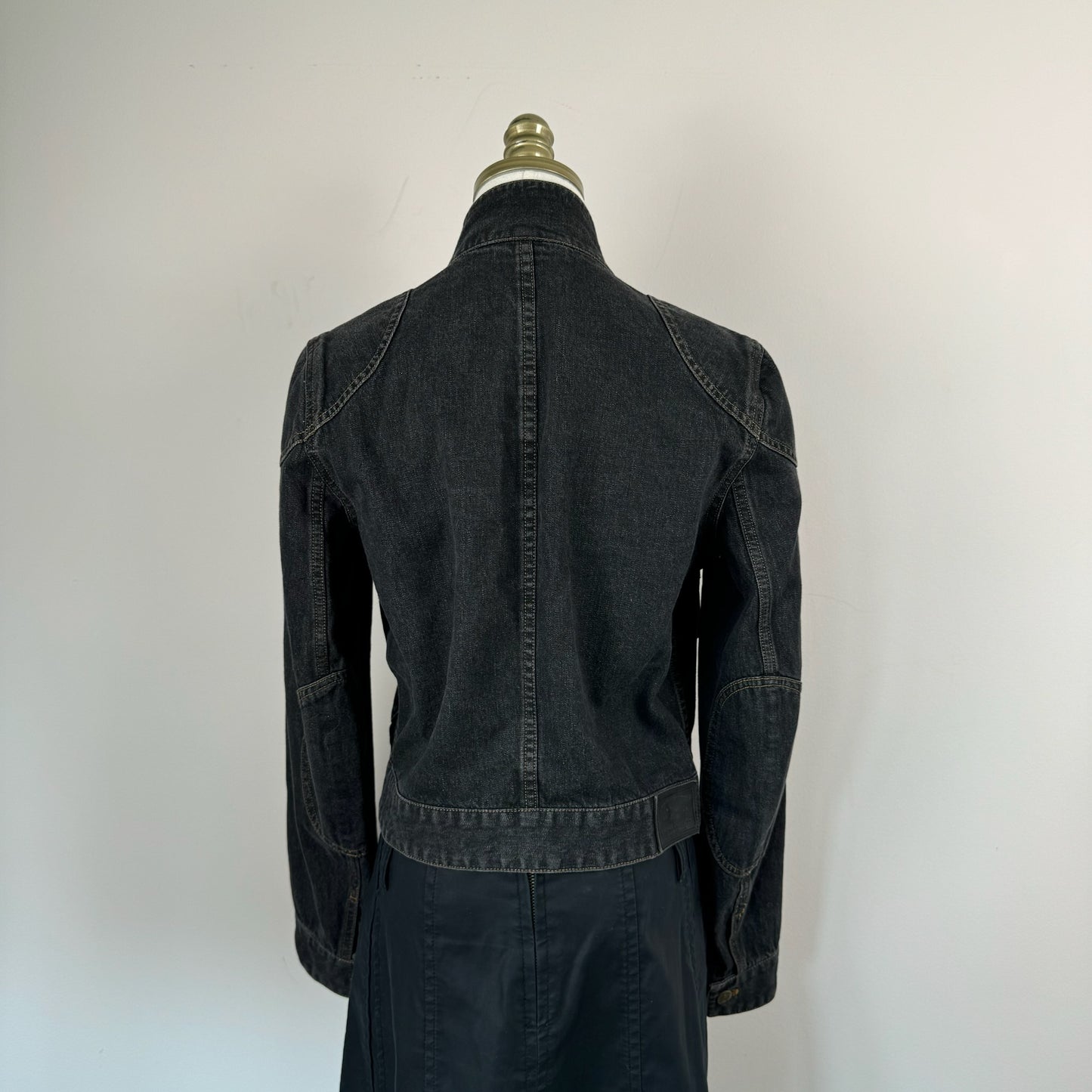 Vintage Dark Wash Denim Moto Jacket