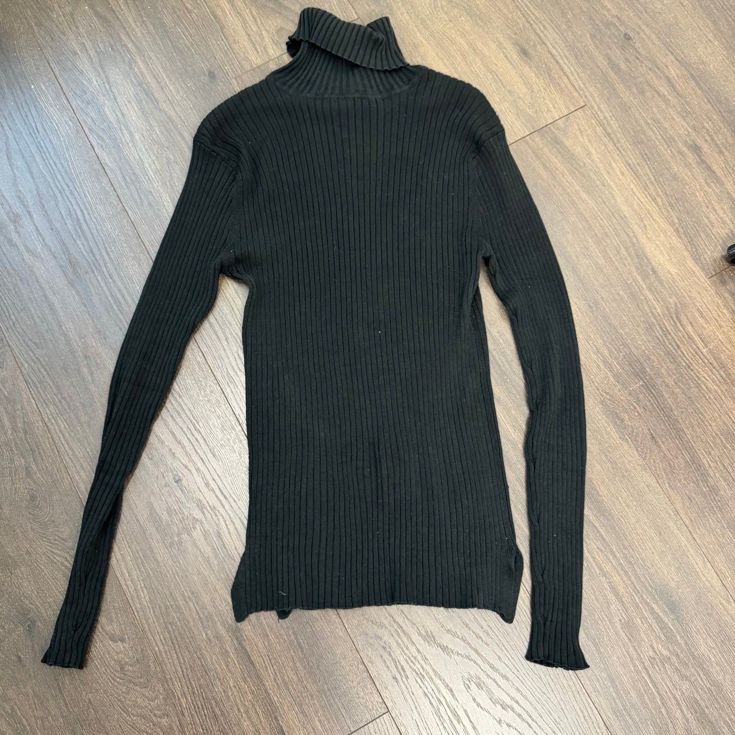 Silk Cotton Blend Fitted Turtleneck Sweater