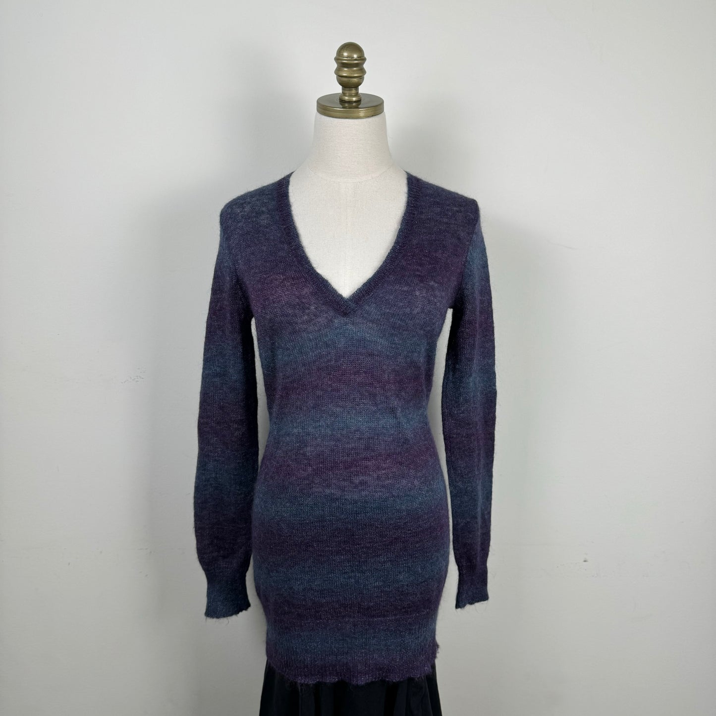 Purple Gradient Knit Mohair Blend Sweater