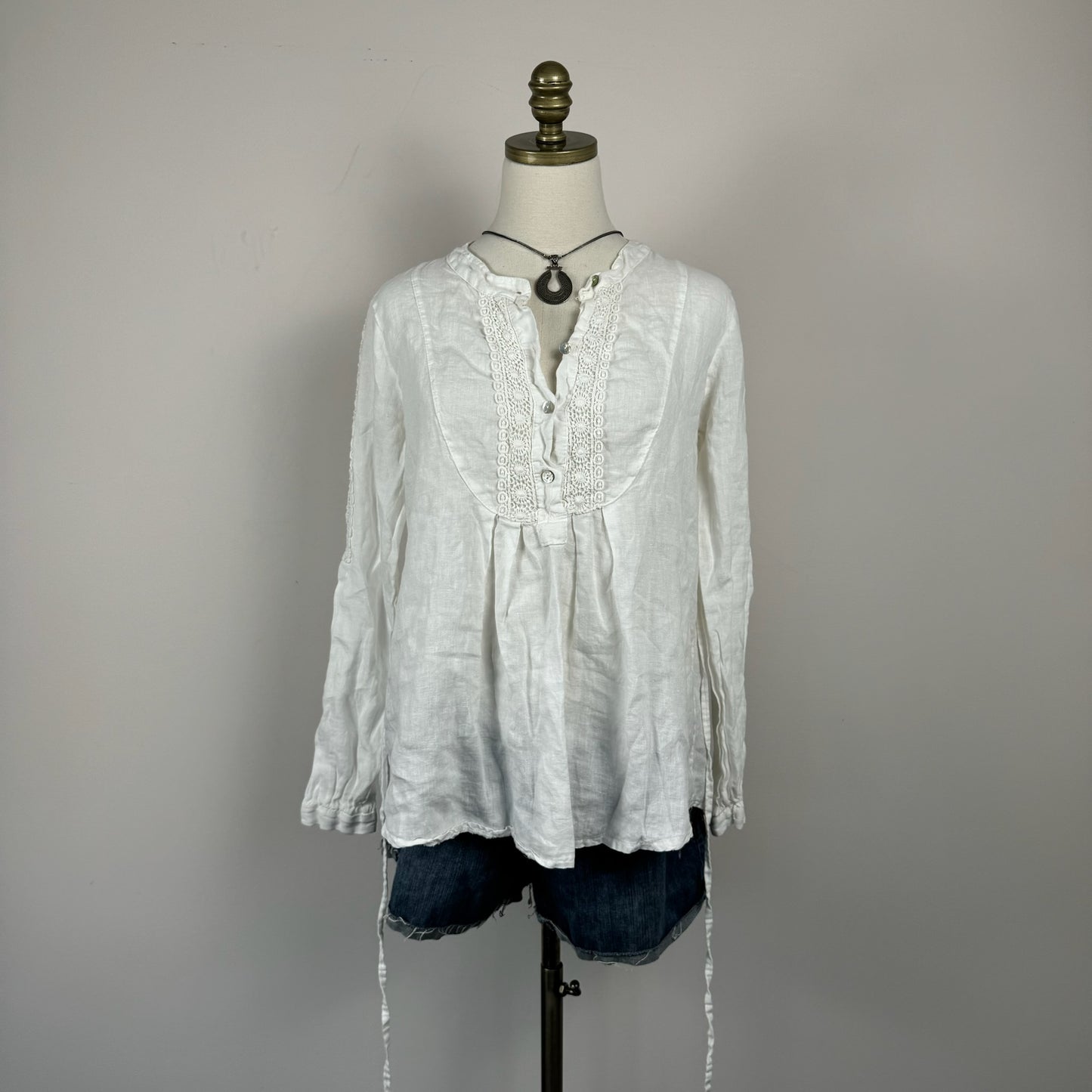 Boho Linen White Euro Summer Top