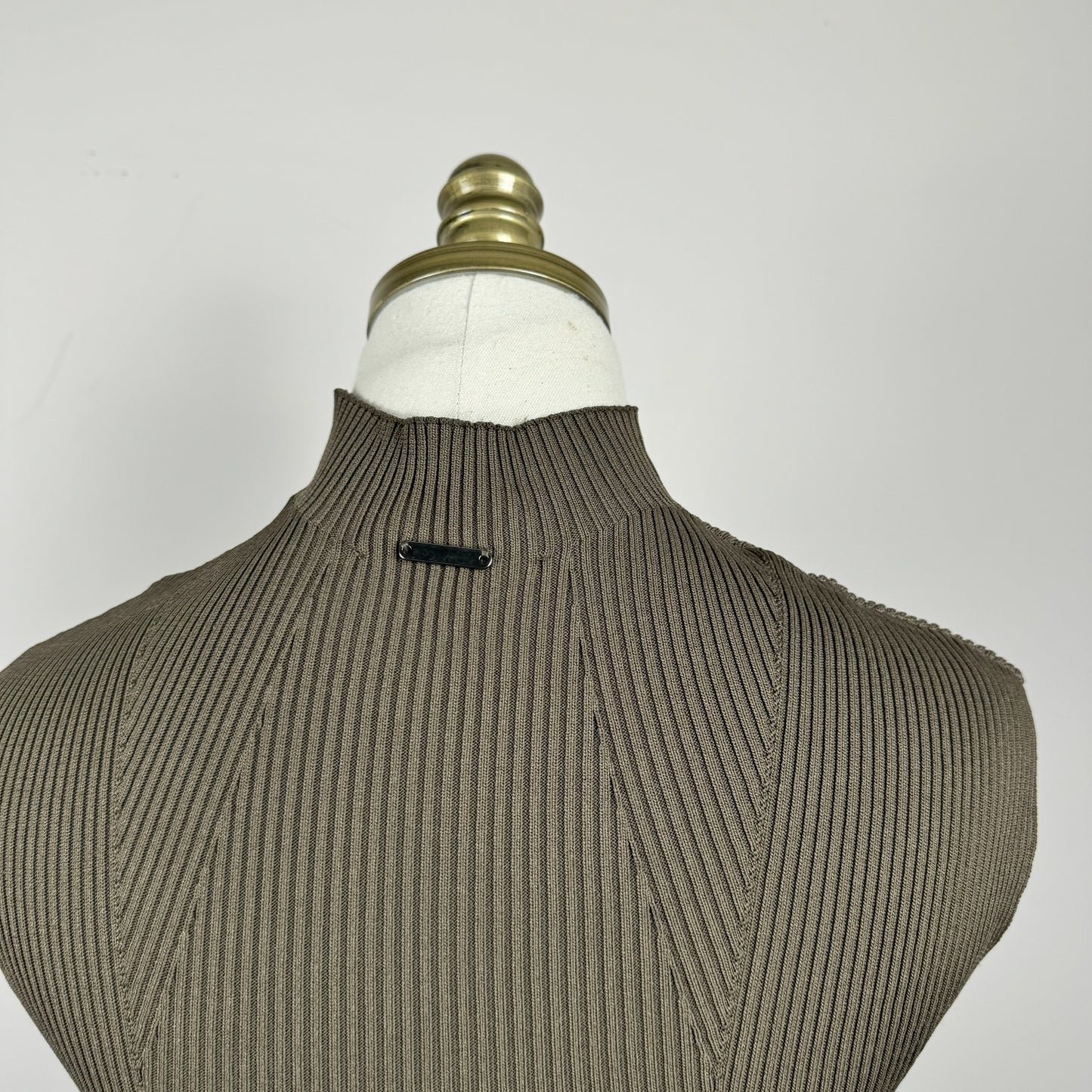 Mock Neck Fitted Ribbed Knit Top