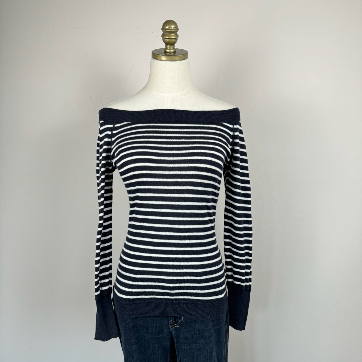 Off The Shoulder Striped Knit Top